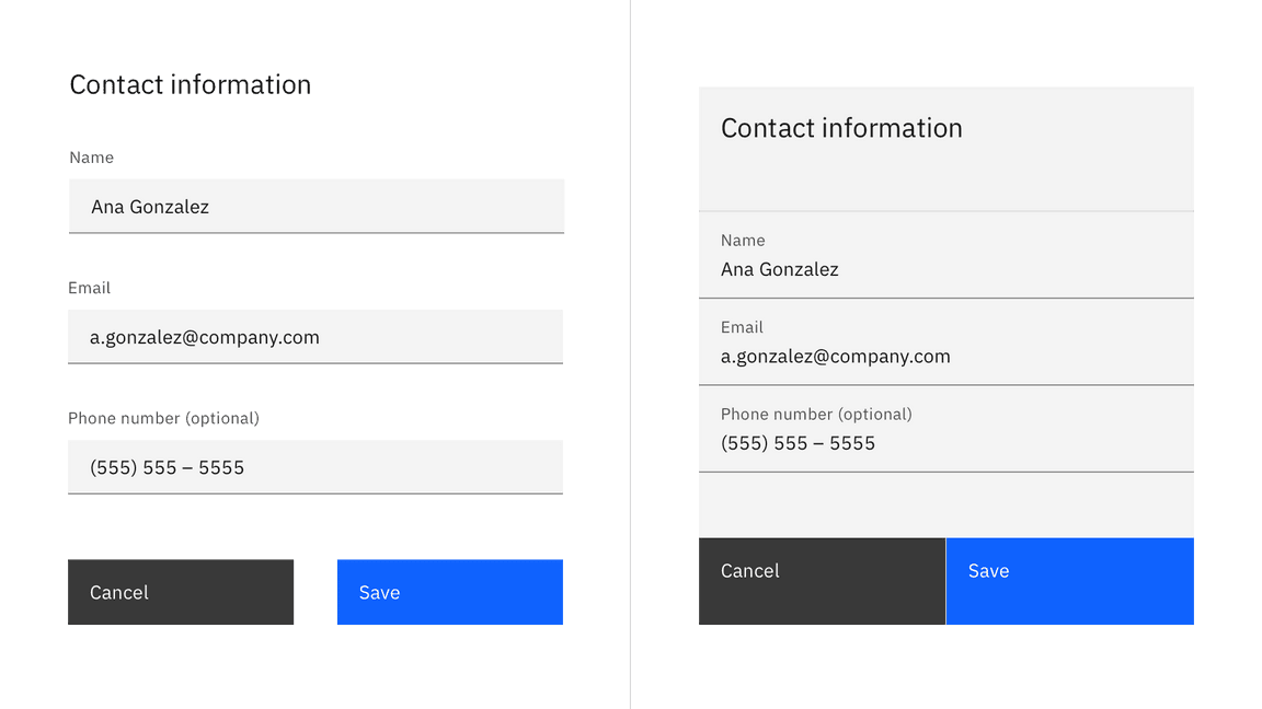 Examples of a fixed and fluid form styles